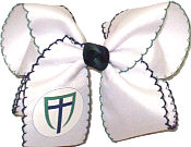 Large St James (Baton Rouge) White with Navy and Forest Green Moonstitch Bow